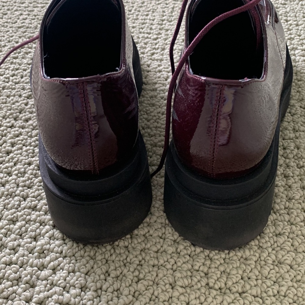 Miista Burgundy Patent Platform Lace-Up Shoes with Black Sole - Picture 4 of 5
